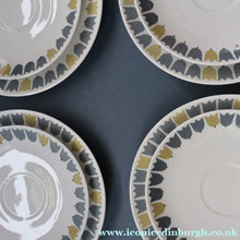 Load image into Gallery viewer, FOUR SETS: RARE Vintage 1950s MARIANNE WESTMAN Trio Large Coffee Cup, Saucer and Side Plate by Rörstrand Sweden. "PARTY" Pattern
