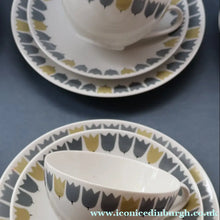 Load image into Gallery viewer, RARE Vintage 1950s MARIANNE WESTMAN Trio Large Coffee Cup, Saucer and Side Plate by Rörstrand Sweden. "PARTY" Pattern
