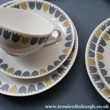 Load image into Gallery viewer, RARE Vintage 1950s MARIANNE WESTMAN Trio Large Coffee Cup, Saucer and Side Plate by Rörstrand Sweden. "PARTY" Pattern
