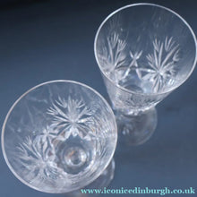 Load image into Gallery viewer, FOUR Vintage 1960s Edinburgh Crystal CHAMPAGNE Flute Glasses. Star of Edinburgh 6 1/4 inches
