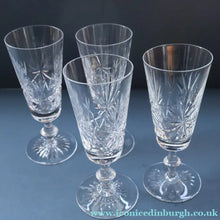 Load image into Gallery viewer, FOUR Vintage 1960s Edinburgh Crystal CHAMPAGNE Flute Glasses. Star of Edinburgh 6 1/4 inches
