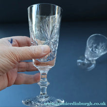 Load image into Gallery viewer, FOUR Vintage 1960s Edinburgh Crystal CHAMPAGNE Flute Glasses. Star of Edinburgh 6 1/4 inches
