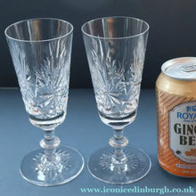 Load image into Gallery viewer, FOUR Vintage 1960s Edinburgh Crystal CHAMPAGNE Flute Glasses. Star of Edinburgh 6 1/4 inches
