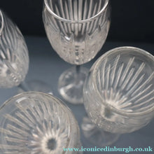 Load image into Gallery viewer, FOUR Vintage Edinburgh Crystal Tall CHAMPAGNE Flute Glasses. SYMPHONY PATTERN. 8 1/2 inches 
