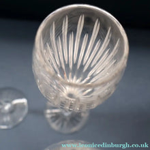 Load image into Gallery viewer, FOUR Vintage Edinburgh Crystal Tall CHAMPAGNE Flute Glasses. SYMPHONY PATTERN. 8 1/2 inches 
