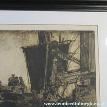 Load image into Gallery viewer, 1906 Pencil Signed Frank Brangwyn Etching The Barge Bruges
