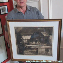 Load image into Gallery viewer, Frank Brangwyn Pencil Signed Etching The Mill Wheel Montreuil
