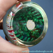 Load image into Gallery viewer, FRATELLI TOSO. Vintage MURANO Closepack Paperweight with Intricate Millefiori Flowers and Three Long Red Latticino Ribbons
