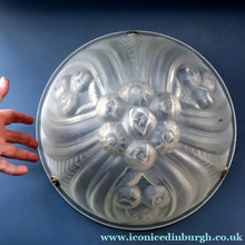 Load image into Gallery viewer, FRENCH Art Deco Opalescent Glass Shade with Roses &amp; Geometric Decoration. Marked on the Rim: Nova Depose
