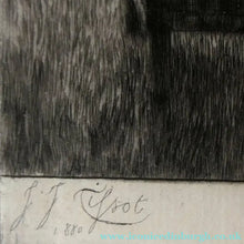 Load image into Gallery viewer, French Art: James TISSOT (1836 - 1902). The Hammock or Le Hamac (1880). Etching and Drypoint. Framed
