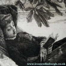 Load image into Gallery viewer, French Art: James TISSOT (1836 - 1902). The Hammock or Le Hamac (1880). Etching and Drypoint. Framed
