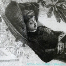 Load image into Gallery viewer, French Art: James TISSOT (1836 - 1902). The Hammock or Le Hamac (1880). Etching and Drypoint. Framed
