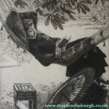 Load image into Gallery viewer, French Art: James TISSOT (1836 - 1902). The Hammock or Le Hamac (1880). Etching and Drypoint. Framed
