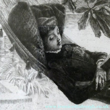 Load image into Gallery viewer, French Art: James TISSOT (1836 - 1902). The Hammock or Le Hamac (1880). Etching and Drypoint. Framed
