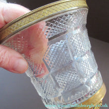Load image into Gallery viewer, FRENCH (probably Baccarat) Cut Crystal Ice Pail with Gilt Bronze / Ormolu Mounts and Lion Paws Feet. 5 1/4 inches
