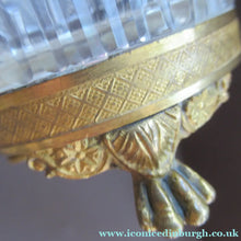 Load image into Gallery viewer, FRENCH (probably Baccarat) Cut Crystal Ice Pail with Gilt Bronze / Ormolu Mounts and Lion Paws Feet. 5 1/4 inches
