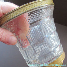 Load image into Gallery viewer, FRENCH (probably Baccarat) Cut Crystal Ice Pail with Gilt Bronze / Ormolu Mounts and Lion Paws Feet. 5 1/4 inches

