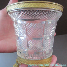 Load image into Gallery viewer, FRENCH (probably Baccarat) Cut Crystal Ice Pail with Gilt Bronze / Ormolu Mounts and Lion Paws Feet. 5 1/4 inches
