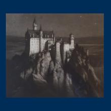Load image into Gallery viewer, Rare Signed MEZZOTINT by Percival Gaskell. Entitled Neuschwanstein Castle (Mad King's Castle). Published 1913
