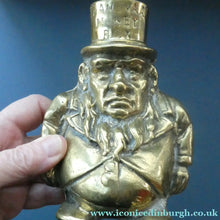 Load image into Gallery viewer, 1900s ANTIQUE Brass Money Box or Coin Bank in the Shape of Paul Kruger. President of the Transvaal
