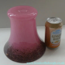 Load image into Gallery viewer, MONART Scottish Glass. Fine Vintage Art Glass Vase, 1930s. Shape GC. Mottled Pink with Black Rim Speckled with Gold Aventurine Flakes
