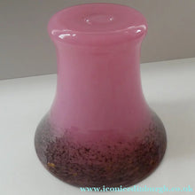 Load image into Gallery viewer, MONART Scottish Glass. Fine Vintage Art Glass Vase, 1930s. Shape GC. Mottled Pink with Black Rim Speckled with Gold Aventurine Flakes

