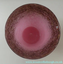 Load image into Gallery viewer, MONART Scottish Glass. Fine Vintage Art Glass Vase, 1930s. Shape GC. Mottled Pink with Black Rim Speckled with Gold Aventurine Flakes
