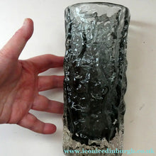 Load image into Gallery viewer, Genuine 1960s WHITEFRIARS Pewter Cylinder "Bark" vase by Geoffrey Baxter; 7 1/2 inches

