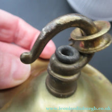 Load image into Gallery viewer, 1920s GENUINE Glass Holophane Hanging Lamp Shade - complete with all original brass fittings
