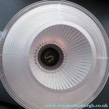 Load image into Gallery viewer, 1920s GENUINE Glass Holophane Hanging Lamp Shade - complete with all original brass fittings
