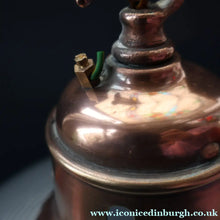 Load image into Gallery viewer, GENUINE Antique Glass HOLOPHANE Pendant Two Part Light Shade with Copper Fittings, Brass Ceiling Hook Fitment and Hanging Chain

