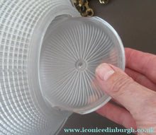 Load image into Gallery viewer, Three Part Holophane Prismatic Hanging Pendant Light Shade 1920s
