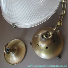 Load image into Gallery viewer, Three Part Holophane Prismatic Hanging Pendant Light Shade 1920s
