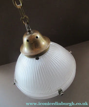 Load image into Gallery viewer, Three Part Holophane Prismatic Hanging Pendant Light Shade 1920s
