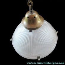 Load image into Gallery viewer, Three Part Holophane Prismatic Hanging Pendant Light Shade 1920s
