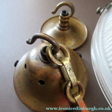 Load image into Gallery viewer, Three Part Holophane Prismatic Hanging Pendant Light Shade 1920s
