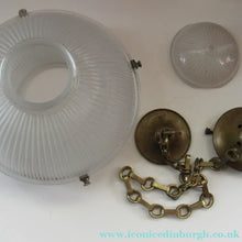Load image into Gallery viewer, Three Part Holophane Prismatic Hanging Pendant Light Shade 1920s
