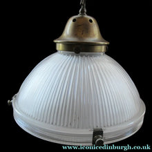 Load image into Gallery viewer, Three Part Holophane Prismatic Hanging Pendant Light Shade 1920s
