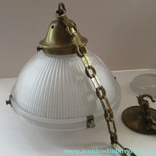 Load image into Gallery viewer, Three Part Holophane Prismatic Hanging Pendant Light Shade 1920s
