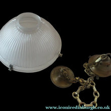 Load image into Gallery viewer, Three Part Holophane Prismatic Hanging Pendant Light Shade 1920s
