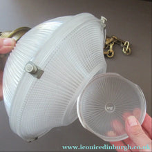 Load image into Gallery viewer, Three Part Holophane Prismatic Hanging Pendant Light Shade 1920s
