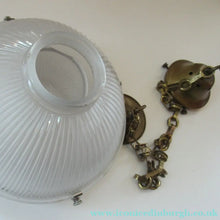 Load image into Gallery viewer, Three Part Holophane Prismatic Hanging Pendant Light Shade 1920s
