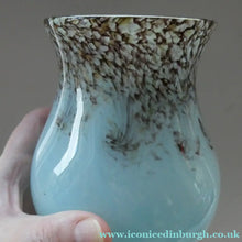 Load image into Gallery viewer, Blue 1930s Monart Glass Vase with Gold Aventurine
