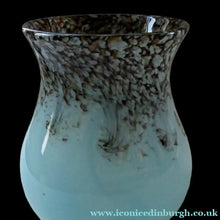 Load image into Gallery viewer, Blue 1930s Monart Glass Vase lue with Gold Aventurine
