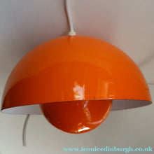 Load image into Gallery viewer, Genuine Vintage DANISH 1960s VERNER PANTON Pendant "Flowerpot" Metal Lampshade. Tangerine Enamel Finish
