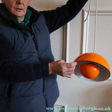 Load image into Gallery viewer, Genuine Vintage DANISH 1960s VERNER PANTON Pendant "Flowerpot" Metal Lampshade. Tangerine Enamel Finish
