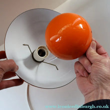 Load image into Gallery viewer, Genuine Vintage DANISH 1960s VERNER PANTON Pendant "Flowerpot" Metal Lampshade. Tangerine Enamel Finish
