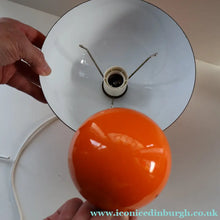 Load image into Gallery viewer, Genuine Vintage DANISH 1960s VERNER PANTON Pendant "Flowerpot" Metal Lampshade. Tangerine Enamel Finish
