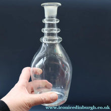 Load image into Gallery viewer, ANTIQUE GEORGIAN Hand-Blown Hooped Neck Decanter with Original Mushroom Stopper
