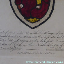 Load image into Gallery viewer, 1805 Antique Coloured Engraving of Stained Glass William Fowler Lincolnshire
